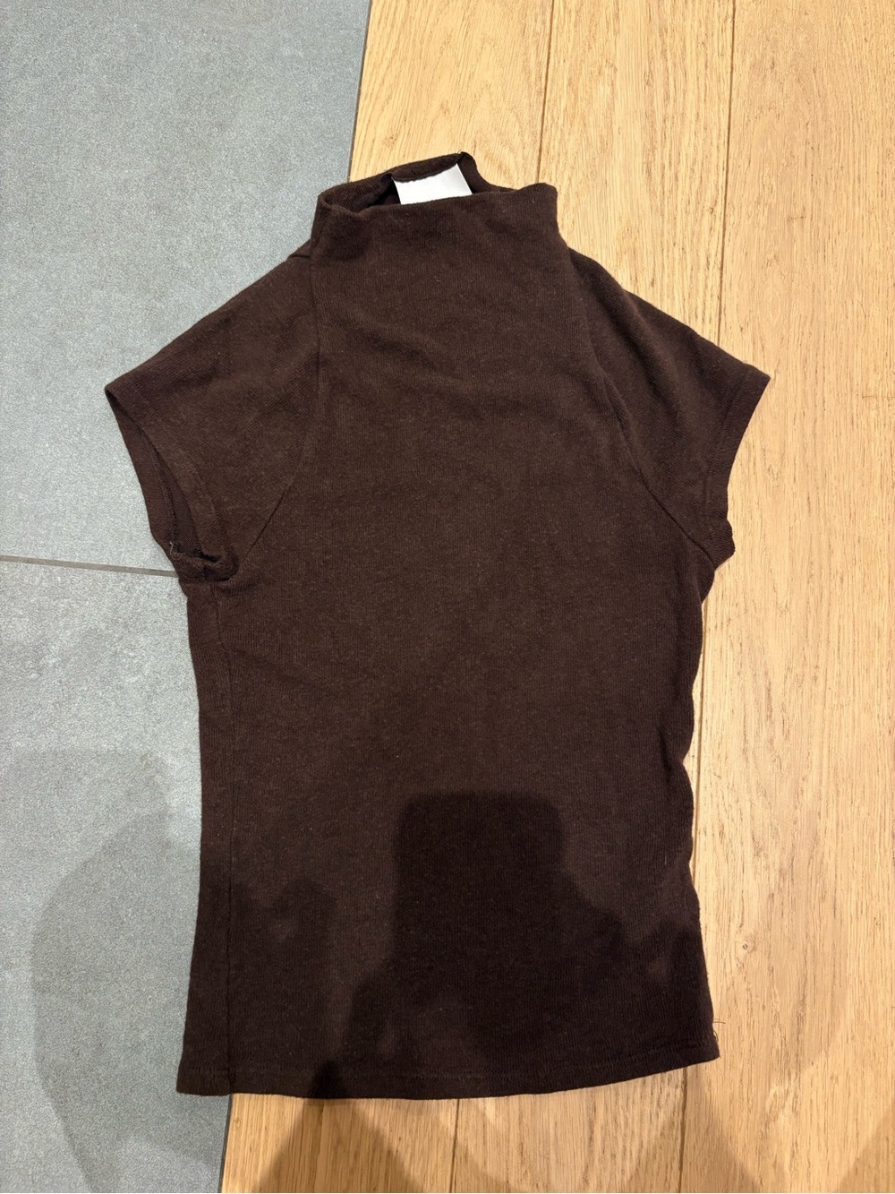Reformation Pien Knit Brown Mock Neck Top